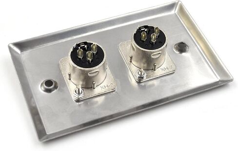 (2 Pack) Stainless Steel Dual XLR Wall Plate, Audio Speakers with 2 XLR Male Connectors, Silver in Kuwait