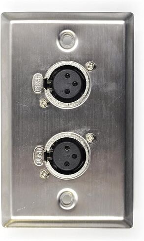 (2 Pack) Stainless Steel Dual XLR Wall Plate, Audio Speakers with 2 XLR Male Connectors, Silver in Kuwait