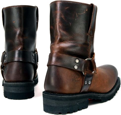 Milwaukee Leather Men's Brown Two-Tone Full Grain Leather Easy Pull-On Motorcycle Harness Boots MBM9008 in Saudi Arabia