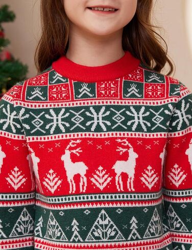 Kids Boys Girls Christmas Sweaters Holiday Unisex Sweater Crewneck Xmas Party Knit Reindeer Snowflakes Pullover in Kuwait