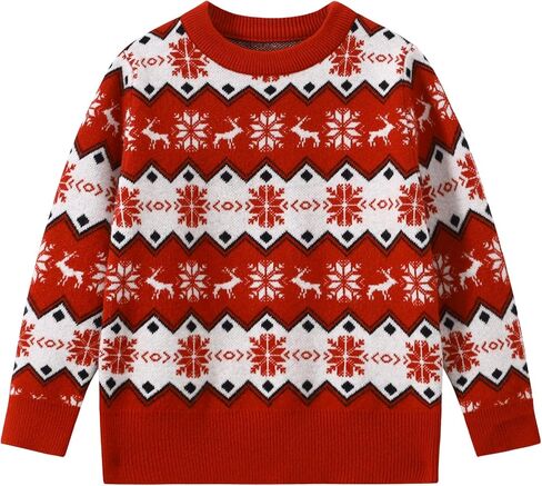 Kids Boys Girls Christmas Sweaters Holiday Unisex Sweater Crewneck Xmas Party Knit Reindeer Snowflakes Pullover in Kuwait