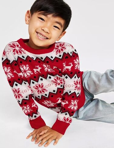 Kids Boys Girls Christmas Sweaters Holiday Unisex Sweater Crewneck Xmas Party Knit Reindeer Snowflakes Pullover in Kuwait