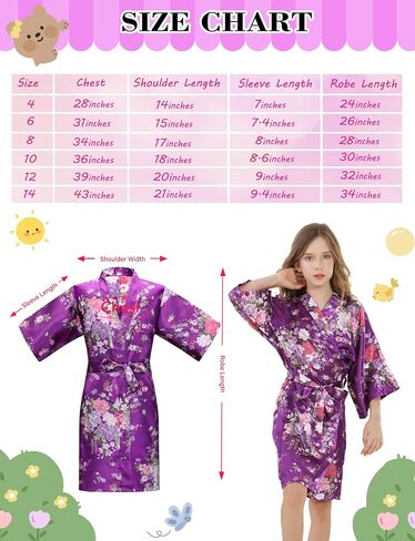 12 Pieces Girls Kids Silky Satin Solid Color Short Kimono Robes for Wedding Birthday Slumber Spa Party in Kuwait