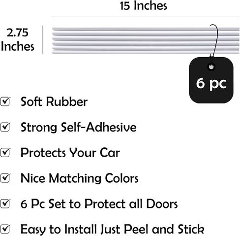 واقيات حائط المرآب من RUBBER BOND مكونة من 6 قطع - واقيات مطاطية قوية ذاتية اللصق مقاس 2.75 × 15 بوصة لجدران المرآب - واقي جدار المرآب مضاد للخدش ومقاوم للماء (أسود) in Kuwait