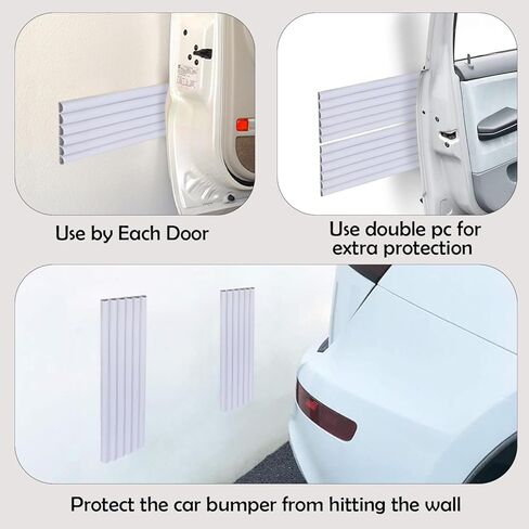 واقيات حائط المرآب من RUBBER BOND مكونة من 6 قطع - واقيات مطاطية قوية ذاتية اللصق مقاس 2.75 × 15 بوصة لجدران المرآب - واقي جدار المرآب مضاد للخدش ومقاوم للماء (أسود) in Kuwait