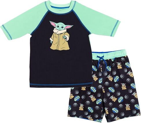 STAR WARS The Mandalorian The Child Pullover Rash Guard and Swim Trunks Outfit Set Little Kid to Big Kid in Kuwait