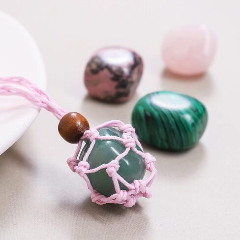 7 Chakra Healing Crystal Necklace Set - Boho Handmade Cord Cage and Hippie Energy Pendant Holder Real Crystal and Healing Stone Jewelry Spiritual Gift for Women Teen in Saudi Arabia