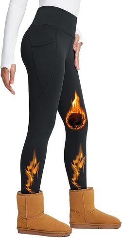 BALEAF Women's Thick Fleece Lined Leggings Winter Warm Thermal High Waisted Tummy Control Snow Ski Pants in Saudi Arabia