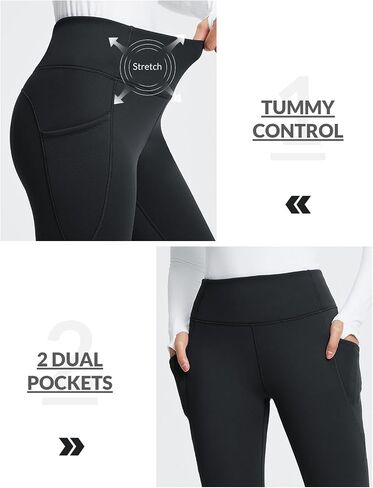BALEAF Women's Thick Fleece Lined Leggings Winter Warm Thermal High Waisted Tummy Control Snow Ski Pants in Saudi Arabia