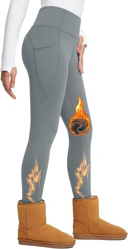 BALEAF Women's Thick Fleece Lined Leggings Winter Warm Thermal High Waisted Tummy Control Snow Ski Pants in Saudi Arabia