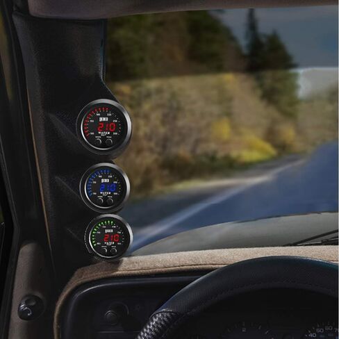 Universal 52mm Water Temperature Gauge 100-300F(38-150C) Electronic Red Digital LED DC12V/24V for Car Automotive with Joint Pipe Radiator Sensor Adaptor Blue 30MM in Kuwait