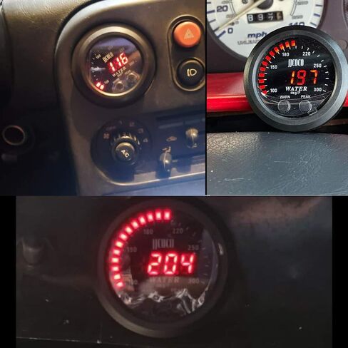 Universal 52mm Water Temperature Gauge 100-300F(38-150C) Electronic Red Digital LED DC12V/24V for Car Automotive with Joint Pipe Radiator Sensor Adaptor Blue 30MM in Kuwait