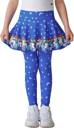 Girls Leggings with Full Circle Skirt Stretchy Unicorn Printed Pants for Kids in 3t to 9 Years in Saudi Arabia