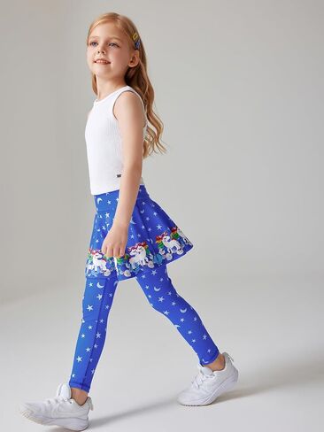 Girls Leggings with Full Circle Skirt Stretchy Unicorn Printed Pants for Kids in 3t to 9 Years in Saudi Arabia