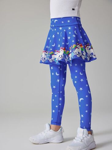 Girls Leggings with Full Circle Skirt Stretchy Unicorn Printed Pants for Kids in 3t to 9 Years in Saudi Arabia