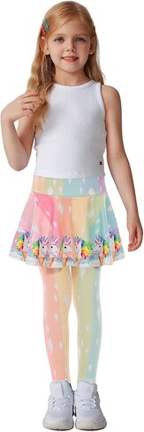 Girls Leggings with Full Circle Skirt Stretchy Unicorn Printed Pants for Kids in 3t to 9 Years in Saudi Arabia