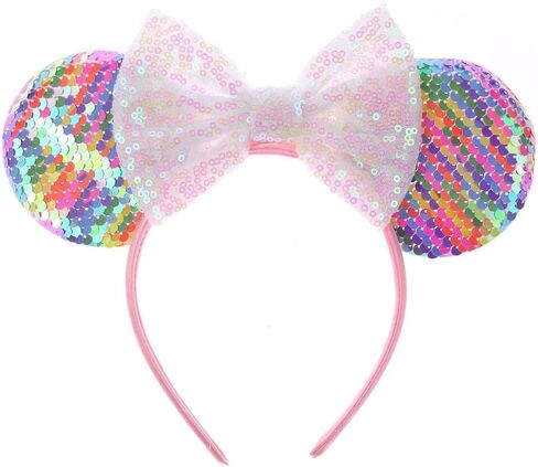 JIAHANG Polka Dot Mic Mouse Ear Headband Sequin Bow Festival Costume Headwear Amusement Park Headpiece for Women Girls in Saudi Arabia