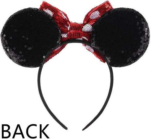 JIAHANG Polka Dot Mic Mouse Ear Headband Sequin Bow Festival Costume Headwear Amusement Park Headpiece for Women Girls in Saudi Arabia