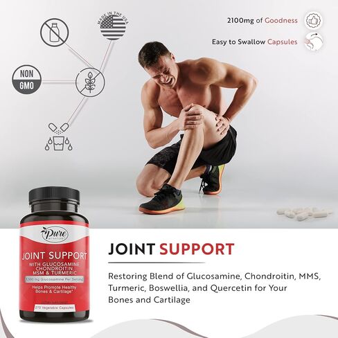 Pure By Nature Joint Support, Glucosamine with Chondroitin Turmeric MSM Boswellia Supplement, 270 Capsules in Saudi Arabia