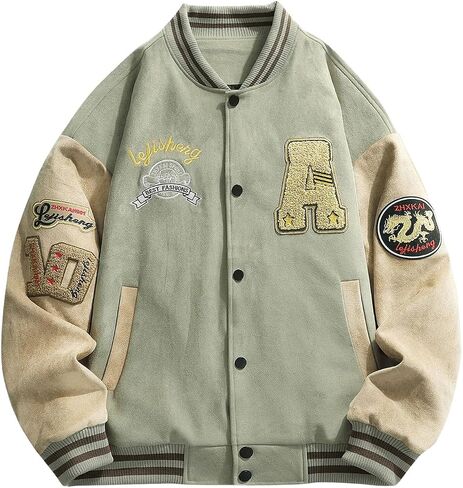 SOLY HUX Men's Varsity Jacket Vintage Graphic Baseball Bomber Jacket Casual Outerwear Coats Streetwear in Saudi Arabia