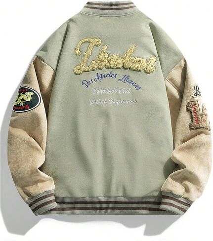 SOLY HUX Men's Varsity Jacket Vintage Graphic Baseball Bomber Jacket Casual Outerwear Coats Streetwear in Saudi Arabia