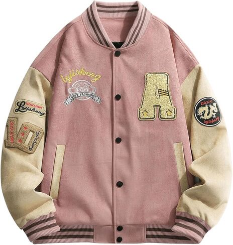 SOLY HUX Men's Varsity Jacket Vintage Graphic Baseball Bomber Jacket Casual Outerwear Coats Streetwear in Saudi Arabia