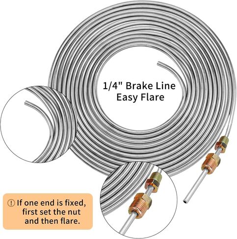 Braking Line Kit - Upgraded 25 Feet 1/4 Copper Coated Braking Line Tubing with 16 Color Fittings, Durability and Corrosion Resistance Copper Tubing for Automotive in Saudi Arabia