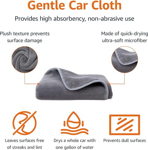 Amazon Basics Microfiber Towels for Cars, Drying Towel, Cleaning Cloth, 36"L x 25"W, Gray in Saudi Arabia