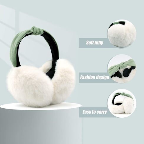FSTEOE Women Winter Ear Muffs Foldable Girl Ear Warmer Fashion Furry Earmuff Soft Ear Cover Cold Weather in Saudi Arabia