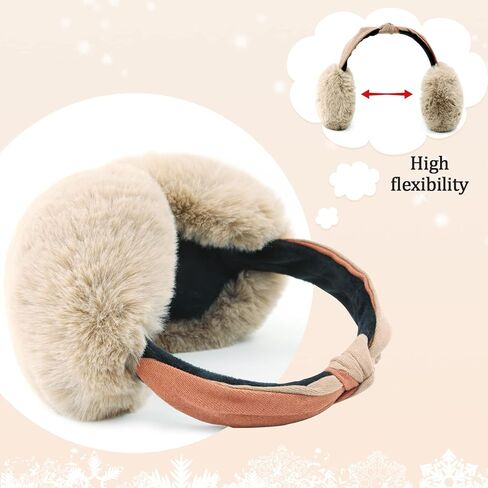 FSTEOE Women Winter Ear Muffs Foldable Girl Ear Warmer Fashion Furry Earmuff Soft Ear Cover Cold Weather in Saudi Arabia
