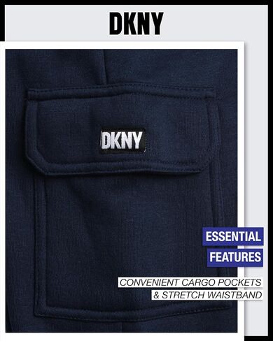 DKNY Boys' Cargo Jogger Pants - Soft Fleece Athletic Sweatpants - Breathable Casual Cargo Joggers for Boys (Sizes: 8-18) in Saudi Arabia