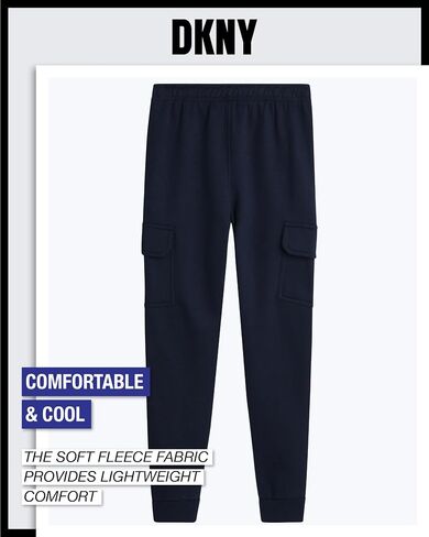 DKNY Boys' Cargo Jogger Pants - Soft Fleece Athletic Sweatpants - Breathable Casual Cargo Joggers for Boys (Sizes: 8-18) in Saudi Arabia