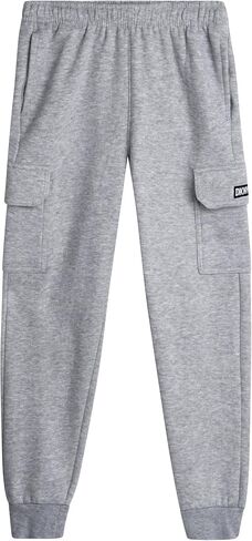DKNY Boys' Cargo Jogger Pants - Soft Fleece Athletic Sweatpants - Breathable Casual Cargo Joggers for Boys (Sizes: 8-18) in Saudi Arabia