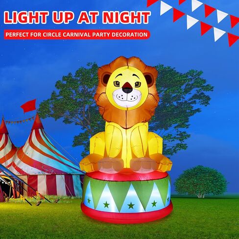 5 ft Inflatable Lion for Circus Carnival Party Christmas Outdoor Decorations, LED Carnival Birthday Party Blow up Animal for Outdoor Indoor Pool Yard Party Decorations in Saudi Arabia