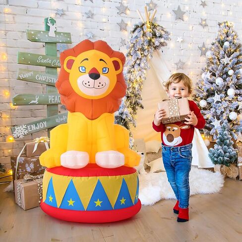 5 ft Inflatable Lion for Circus Carnival Party Christmas Outdoor Decorations, LED Carnival Birthday Party Blow up Animal for Outdoor Indoor Pool Yard Party Decorations in Saudi Arabia