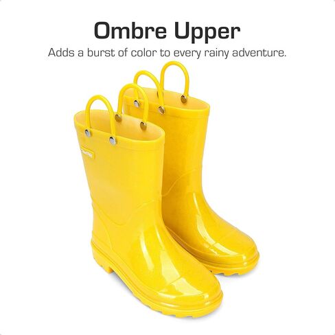 DREAM PAIRS Kids Rain Boots Glitter Boys Girls with Easy-on Handles Sparkly Waterproof Boots Outdoor Playing Rain Boots Unisex-Child in Kuwait