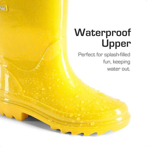 DREAM PAIRS Kids Rain Boots Glitter Boys Girls with Easy-on Handles Sparkly Waterproof Boots Outdoor Playing Rain Boots Unisex-Child in Kuwait