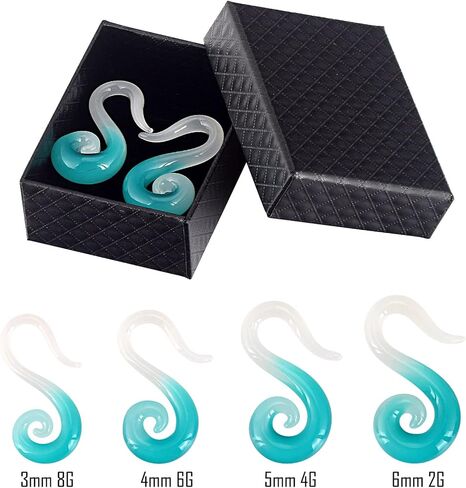 Oyaface 2 PCS Seahorse Shaped Glass Ear Tapers Plugs 8G-2G Handmade Hanger Gauges Piercing Jewelry Set in Kuwait