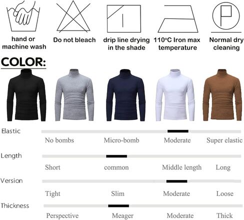 Men's Turtleneck Top Slim Fit Solid Base Sweater Casual Long Sleeve Underwear Tops Male Cozy Breathable Blouse T-Shirt Black in Saudi Arabia