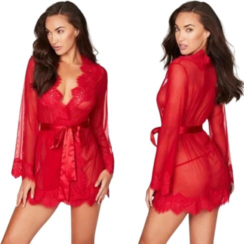 Sexy Women's Lace Robe: Premium Sleepwear & Plus Size Lingerie - Ideal for Honeymoons & Special Nights & Weddings! Husband Approved! in Saudi Arabia
