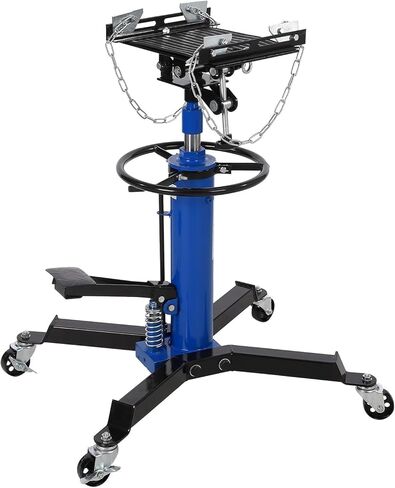 EliteEdge Transmission Jack - 1322 lbs Capacity, 2 Stage Adjustable Telescopic Hydraulic Lift, Foot Pedal, 33.5"-69" Height, 360° Swivel Wheels，Garage/Shop Lift Hoist，Blue in Saudi Arabia