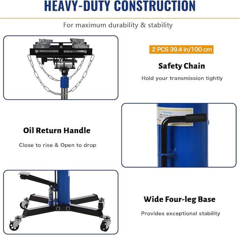 EliteEdge Transmission Jack - 1322 lbs Capacity, 2 Stage Adjustable Telescopic Hydraulic Lift, Foot Pedal, 33.5"-69" Height, 360° Swivel Wheels，Garage/Shop Lift Hoist，Blue in Saudi Arabia