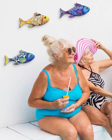 Putuo ديكور 3 قطع خشبية الأسماك جدار ديكور الشاطئ البحري الساحلي موضوع الأسماك جدار النحت الخشب مدرسة الأسماك جدار الفن شنقا بحيرة منزل المحيط ديكور الحلي خمر للمنزل الحمام غرفة نوم in Kuwait