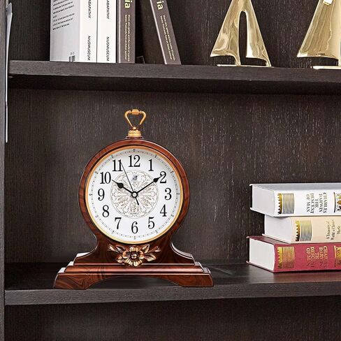 rnuie Desk Clock for Table Decor, Retro Mantel Clock Battery Operated for Fireplace Mantel, Living Room, Bedroom, Office, Desktop Decoration(Black) in Saudi Arabia