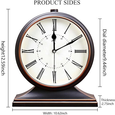 rnuie Desk Clock for Table Decor, Retro Mantel Clock Battery Operated for Fireplace Mantel, Living Room, Bedroom, Office, Desktop Decoration(Black) in Saudi Arabia