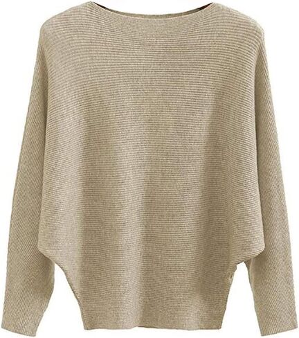 Ckikiou Womens Lightweight Oversized Boat Neck Sweaters Tops Dolman Batwing Sleeve Ribbed Knitted Pullovers in Saudi Arabia