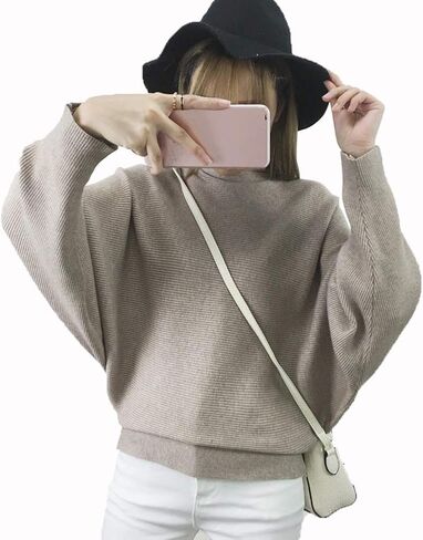Ckikiou Womens Lightweight Oversized Boat Neck Sweaters Tops Dolman Batwing Sleeve Ribbed Knitted Pullovers in Saudi Arabia