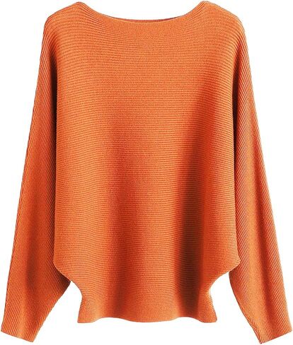Ckikiou Womens Lightweight Oversized Boat Neck Sweaters Tops Dolman Batwing Sleeve Ribbed Knitted Pullovers in Saudi Arabia