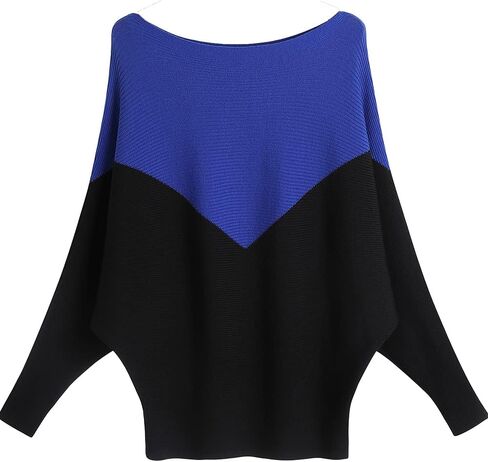Ckikiou Womens Lightweight Oversized Boat Neck Sweaters Tops Dolman Batwing Sleeve Ribbed Knitted Pullovers in Saudi Arabia