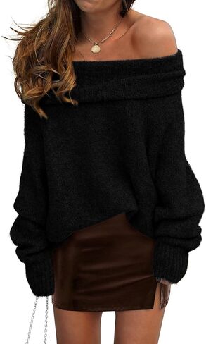 PRETTYGARDEN Women's Sweaters Fall Off The Shoulder Long Sleeve Top 2024 Outfits Loose Knitted Winter Pullover in Kuwait